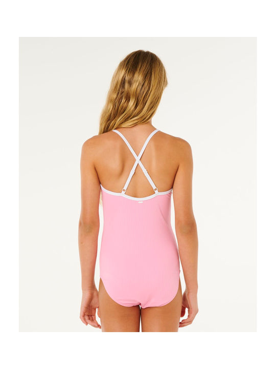 Kostium dziewczęcy RIP CURL Premium Rib New 1 Piece-Girl różowy
