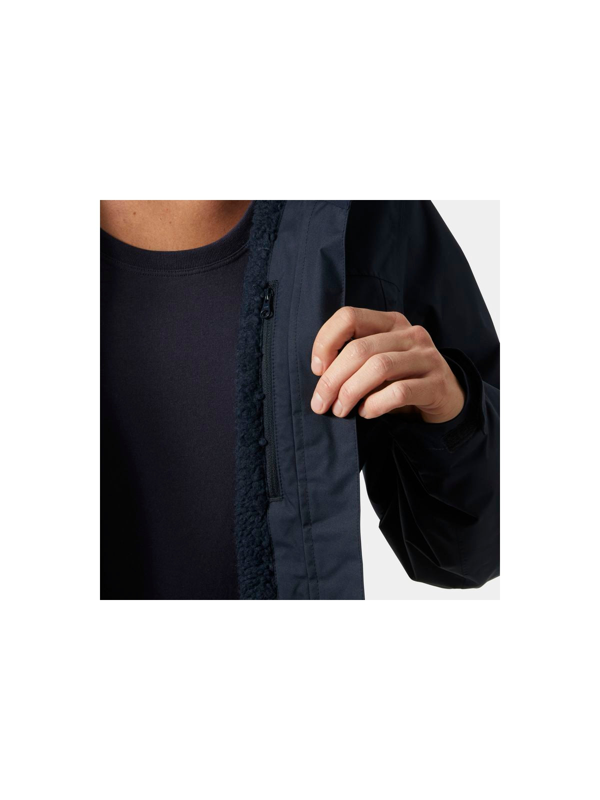 Kurtka damska HELLY HANSEN W Crew Hooded Pile Jacket kolor granatowy