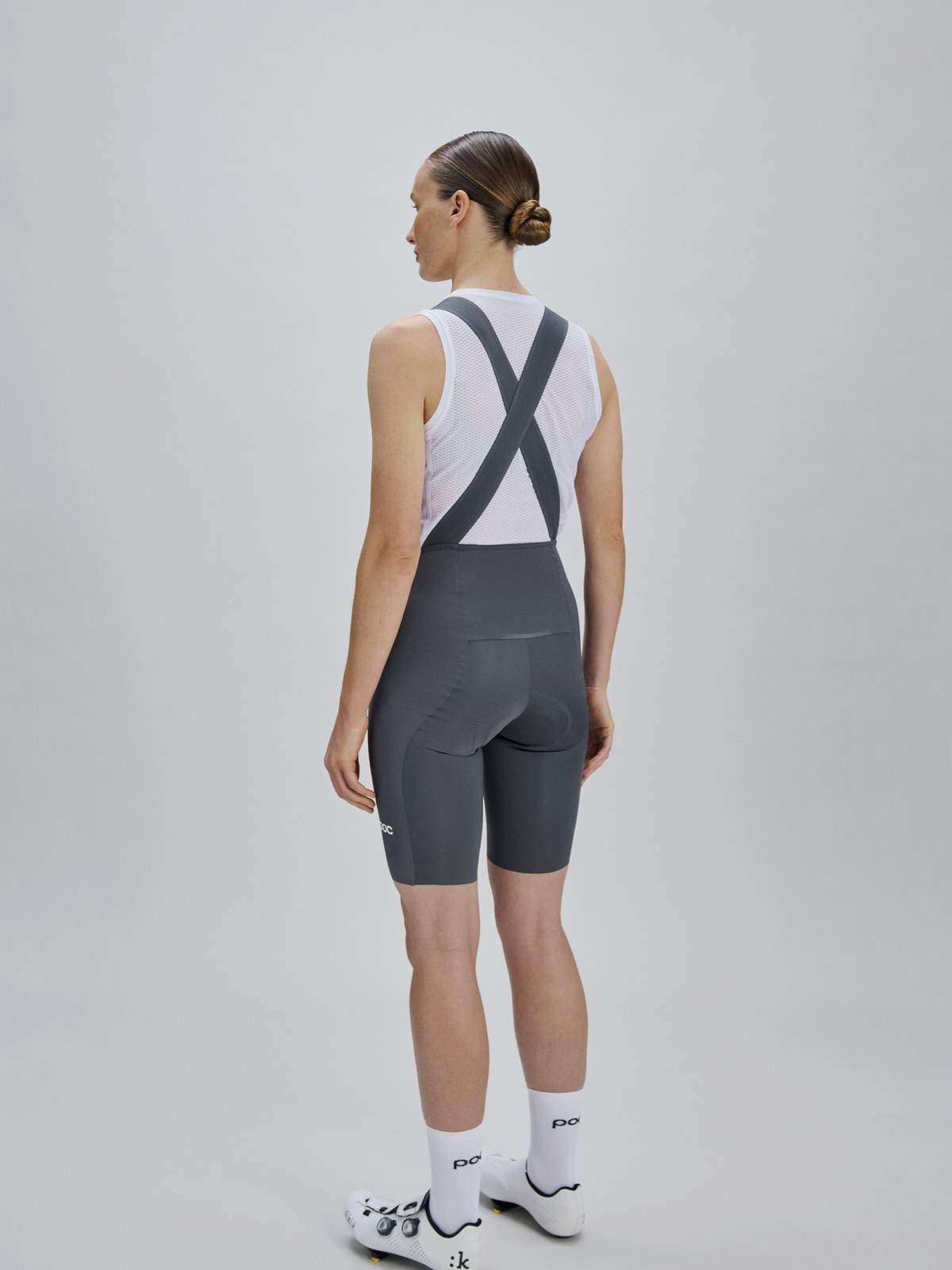 Spodenki rowerowe damskie POC W's Raceday Bib Shorts szare
