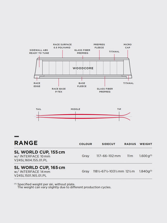 Narty Van Deer SL WORLD CUP 165 Interface 14mm + wiązania XCOMP 16
