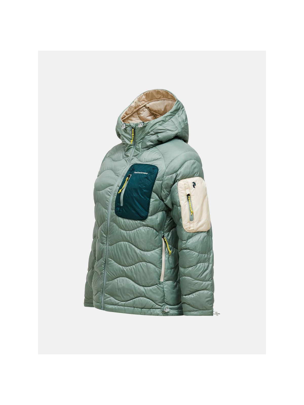 Kurtka damska puchowa PEAK PERFORMANCE W Helium Utility Down Hood Jacket kolor zielony