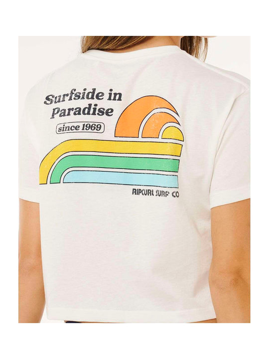 Koszulka damska RIP CURL Surf Side Cropped Tee beżowa
