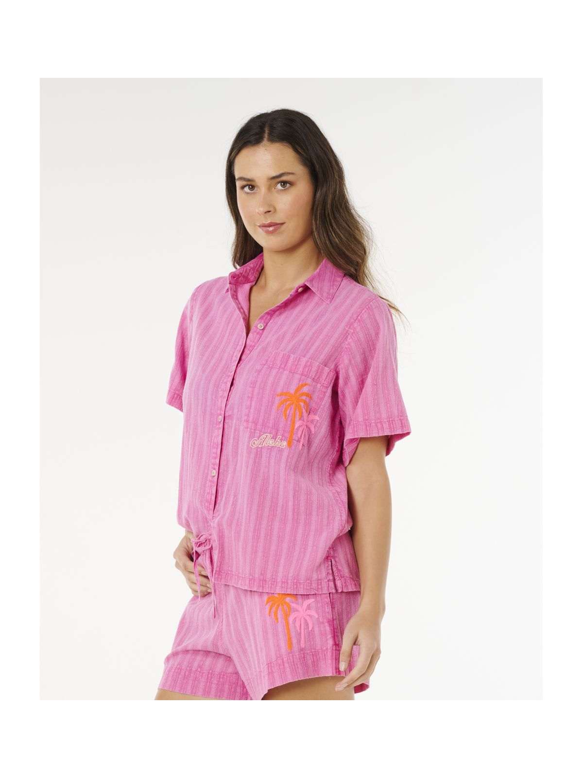 Koszulka damska RIP CURL Hotel Malibu Embroid Shirt różowa