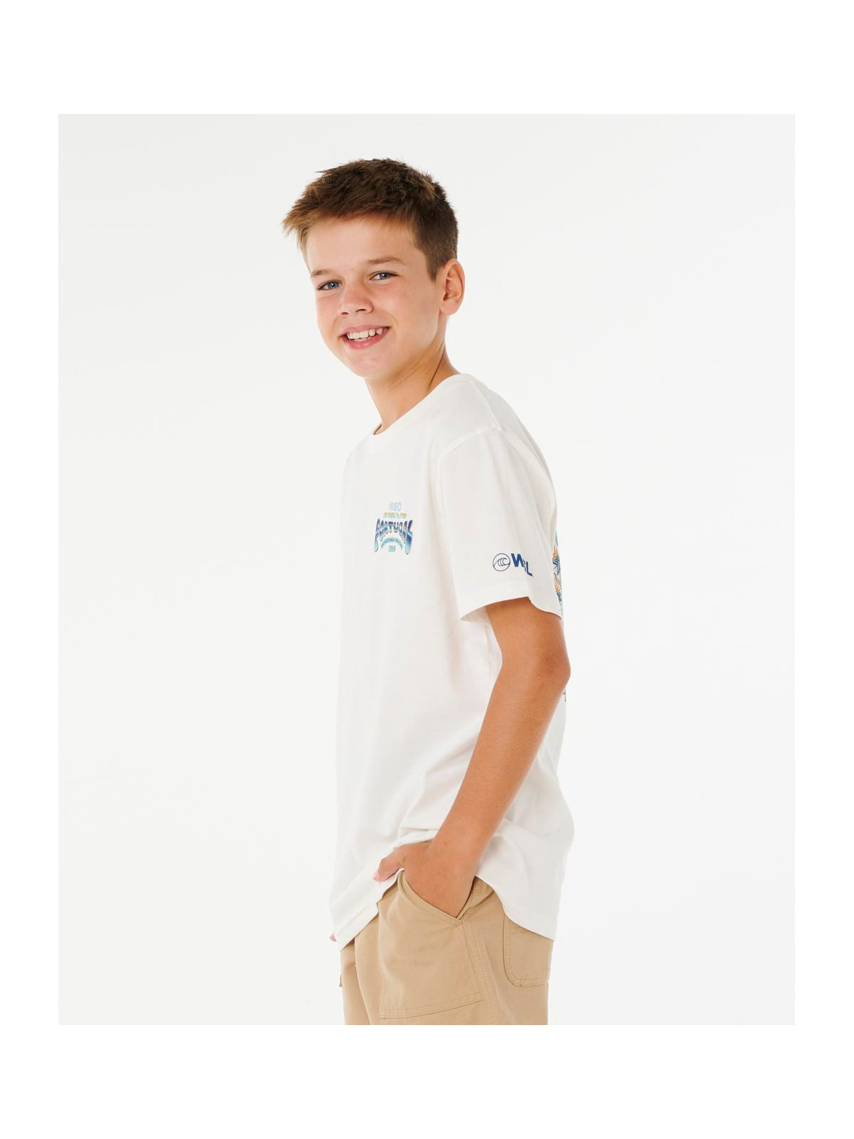 Koszulka juniorska RIP CURL RIP CURL Pro Peniche 26 Tee-Bo biała