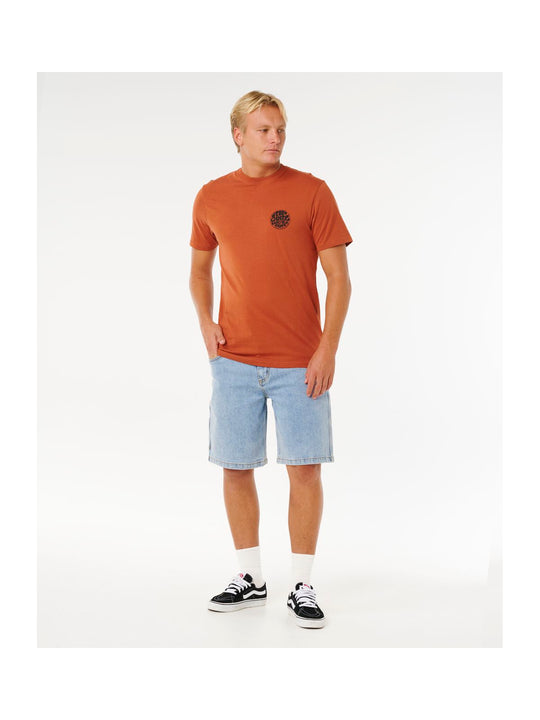 Koszulka męska RIP CURL Wettie Passage Icon Tee brązowa
