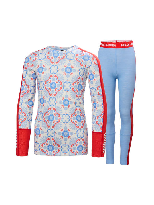 Bielizna termiczna dziecięca HELLY HANSEN JR GRAPHIC LIFA MERINO SET niebieska
