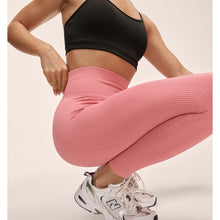 Legginsy damskie z wysoką talią Casall Multi Rib Seamless High Waist Tights różowe - Adventure Sports
