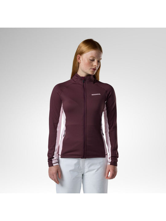 Bluza damska ROSSIGNOL W Blackside Mix Fz Fleece bordowa
