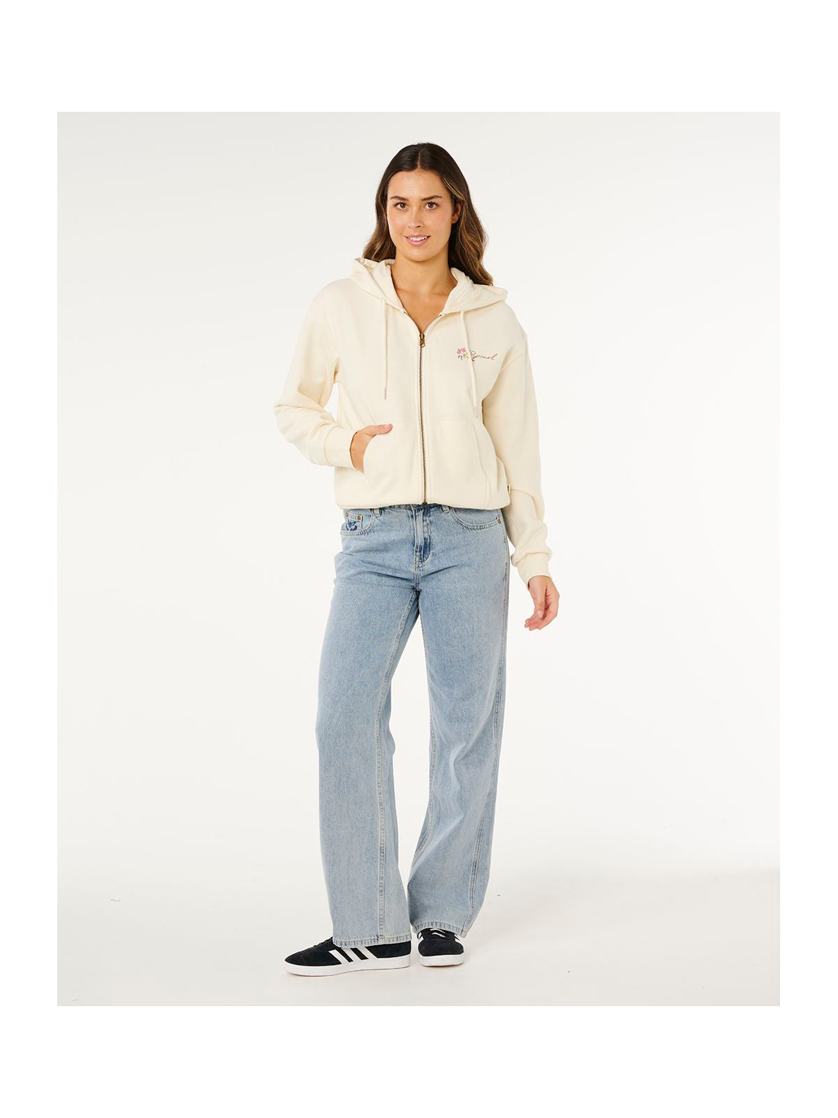 Bluza damska RIP CURL Poolside Zip Thru Relaxed Hood beżowa