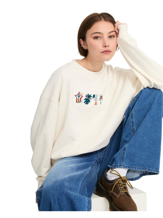 Bluza damska z kapturem VOLCOM Fa Bruno Lucas Crew biały
