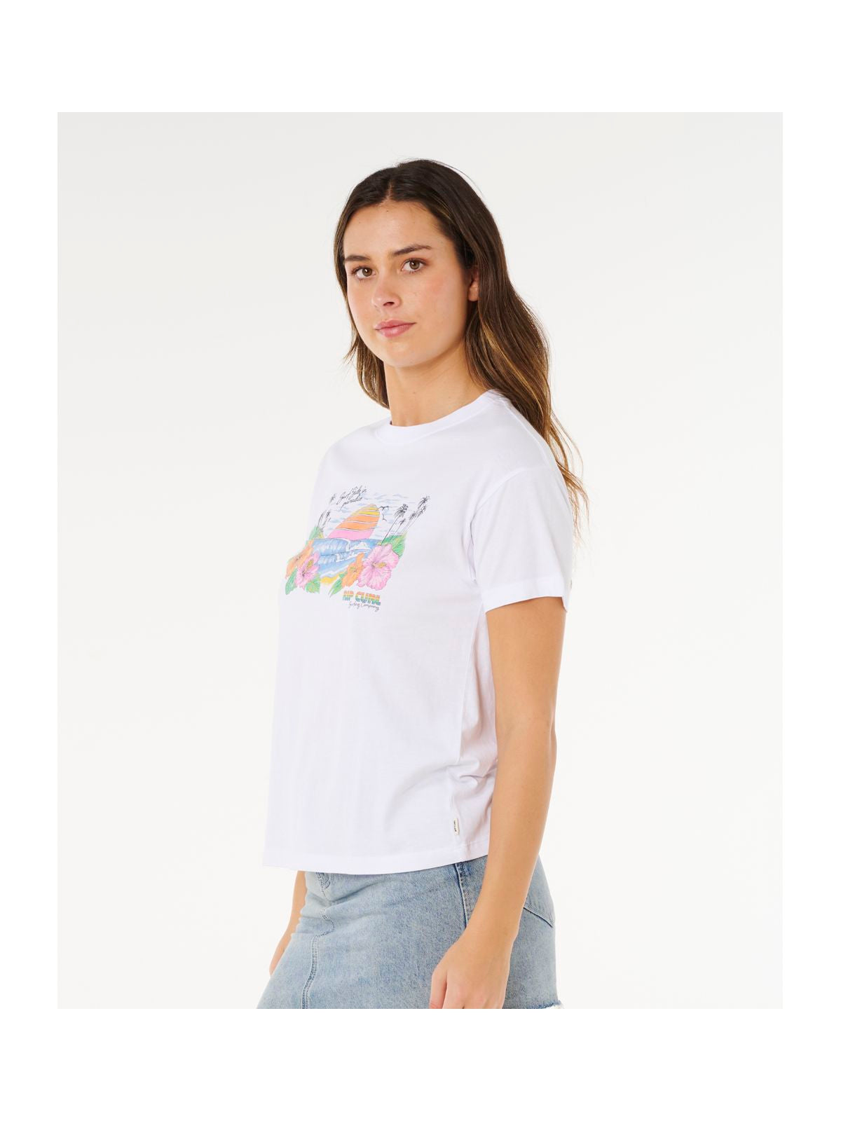 Koszulka damska RIP CURL Sun Rays Cropped Tee biała