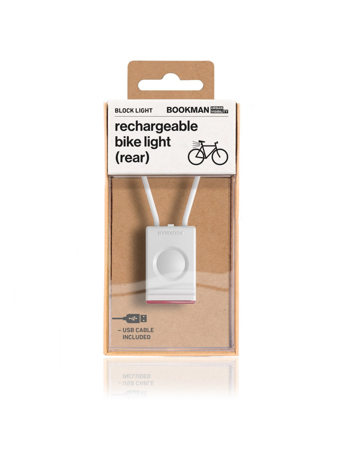 Lampka rowerowa BOOKMAN Block Light Rear 18lm biały