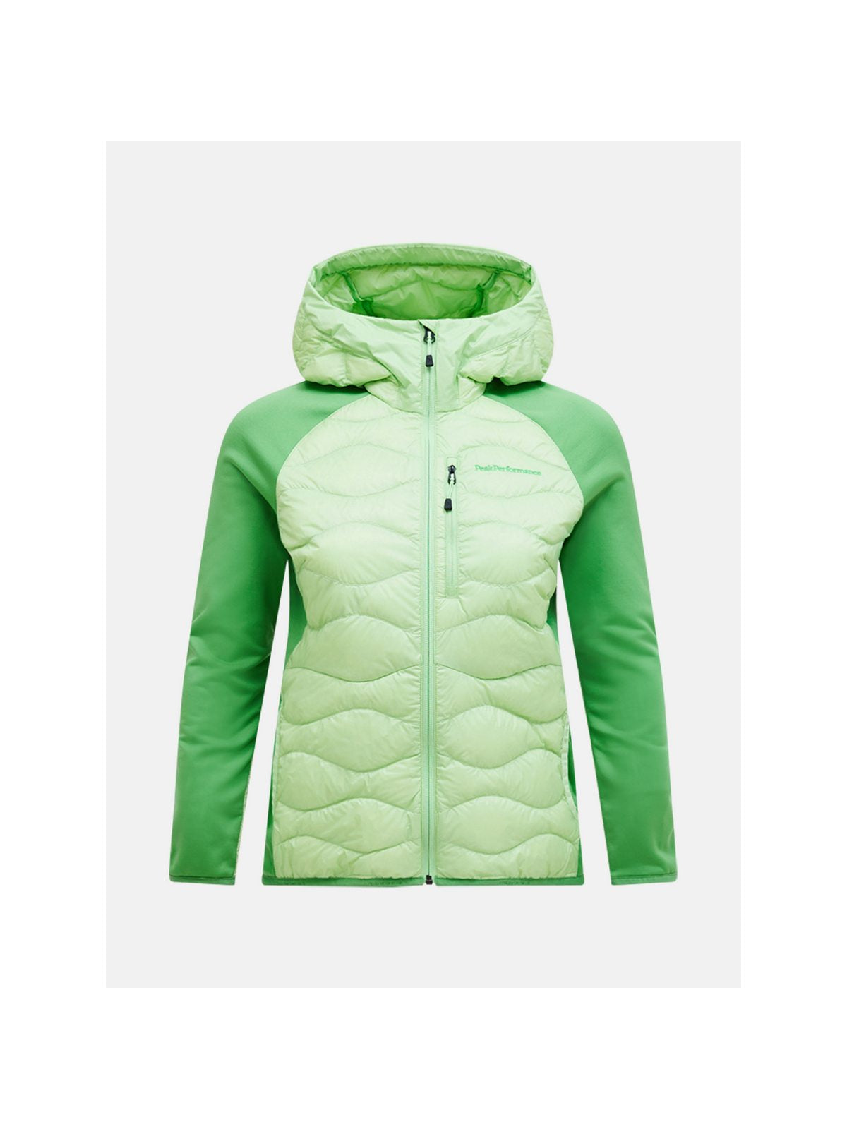 Kurtka puchowa damska PEAK PERFORMANCE Helium Down Hybrid Hood Women zielony