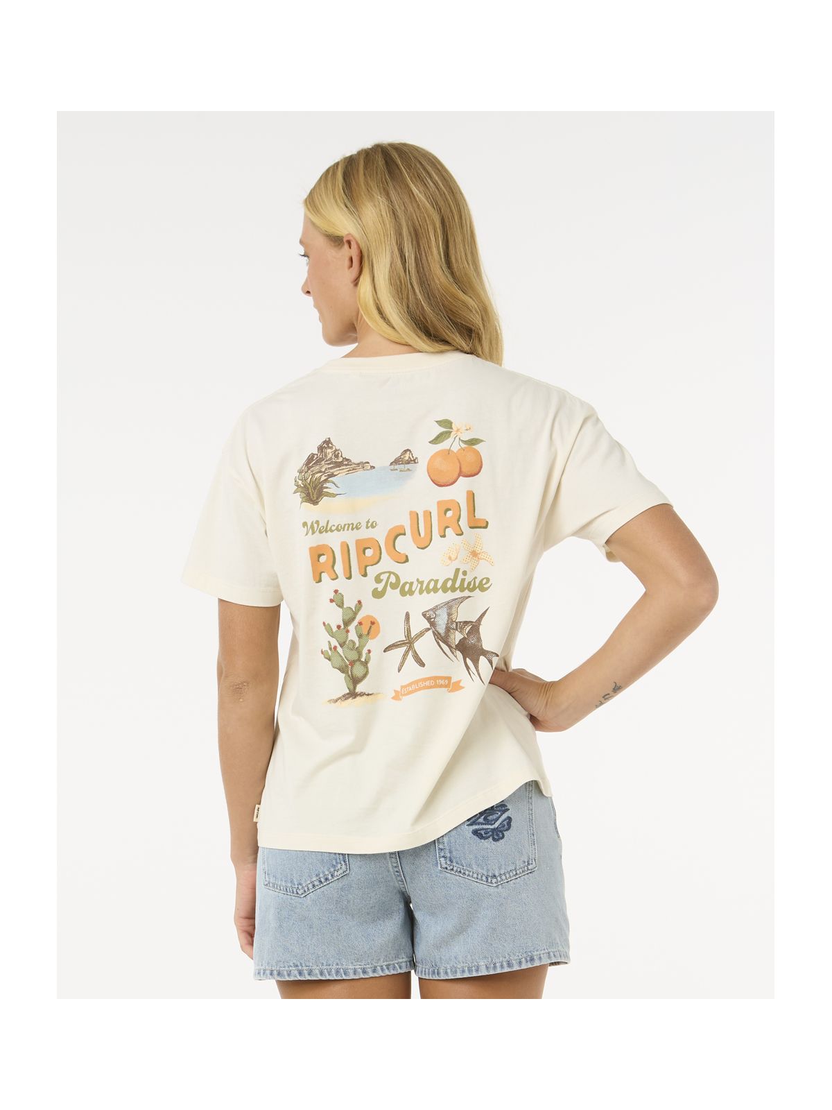 Koszulka RIP CURL Cala Vadella Relaxed Tee biały
