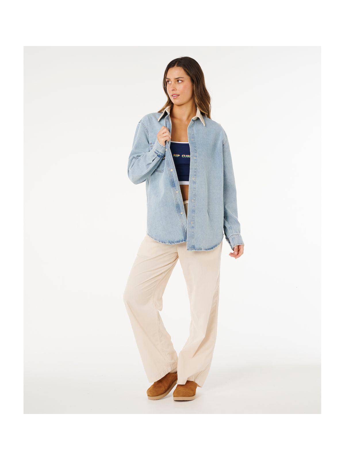 Koszula damska RIP CURL Surf Side Relaxed Denim Shirt niebieska