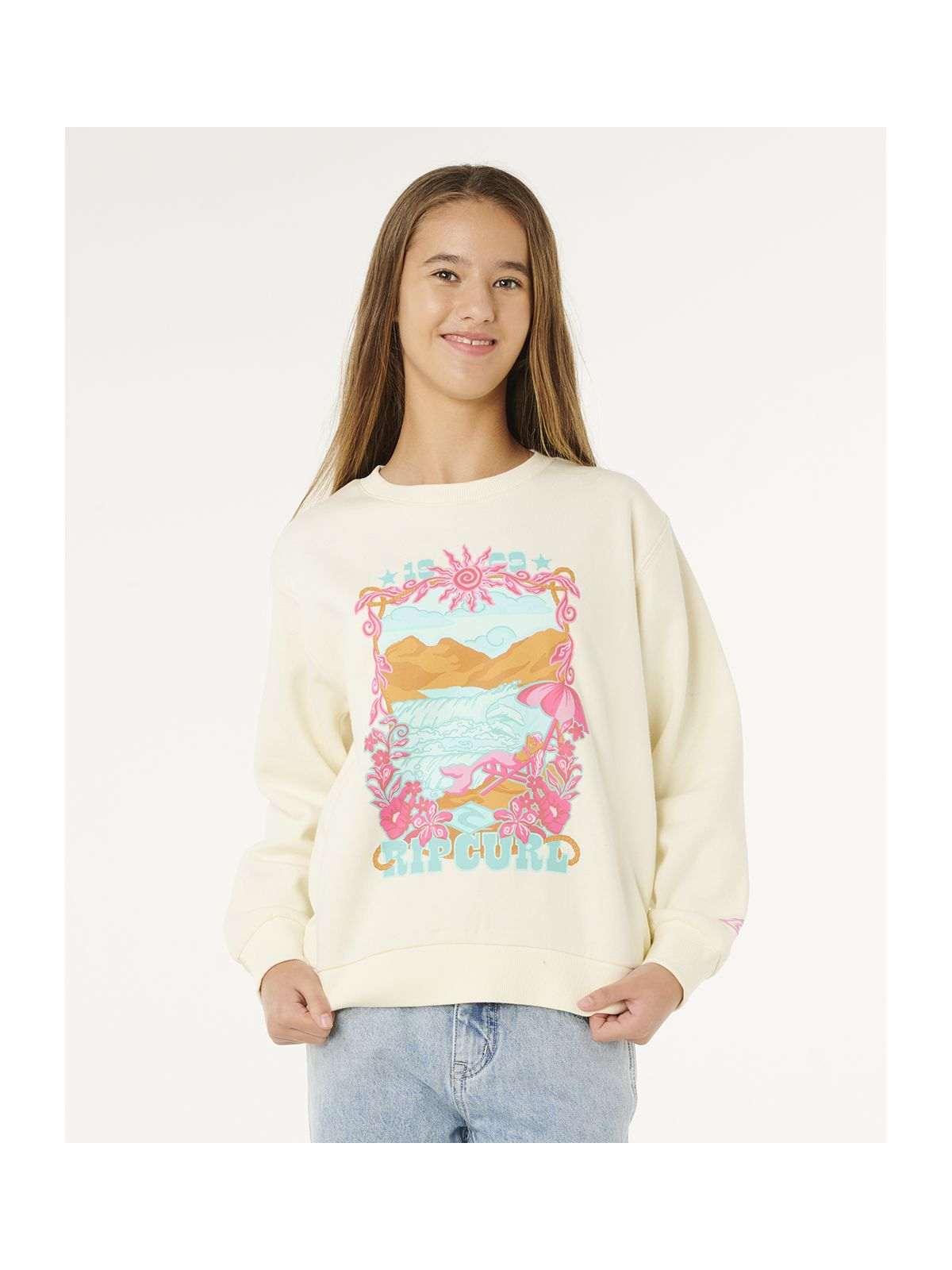 Bluza dziewczęca RIP CURL Sunshine Squad Crew-Girl biała