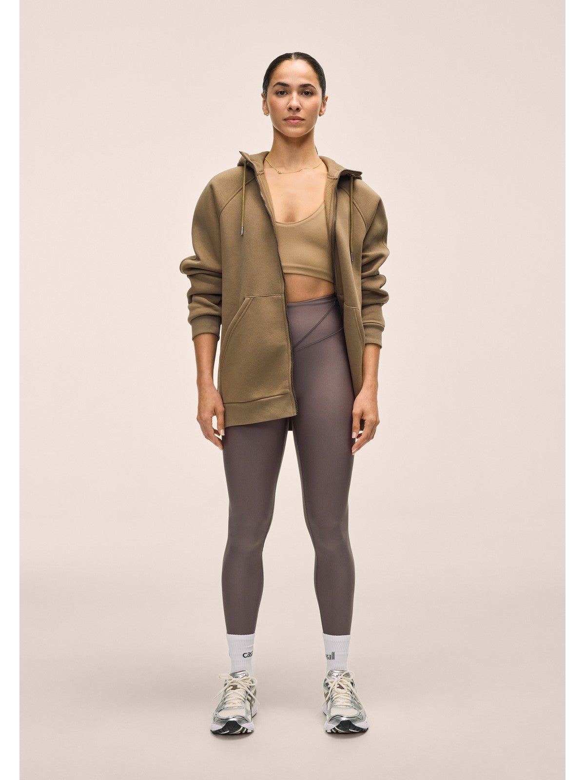 Bluza damska CASALL Easy Oversized Zip Hoodie kolor brązowy