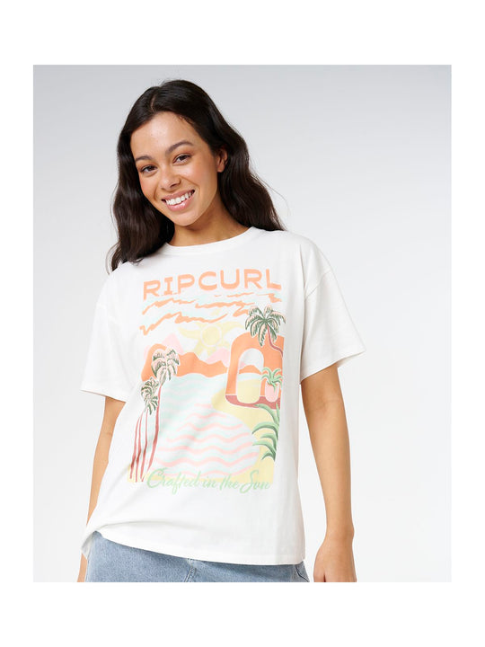 Koszulka damska RIP CURL Half Moon Bay Relaxed Tee beżowa
