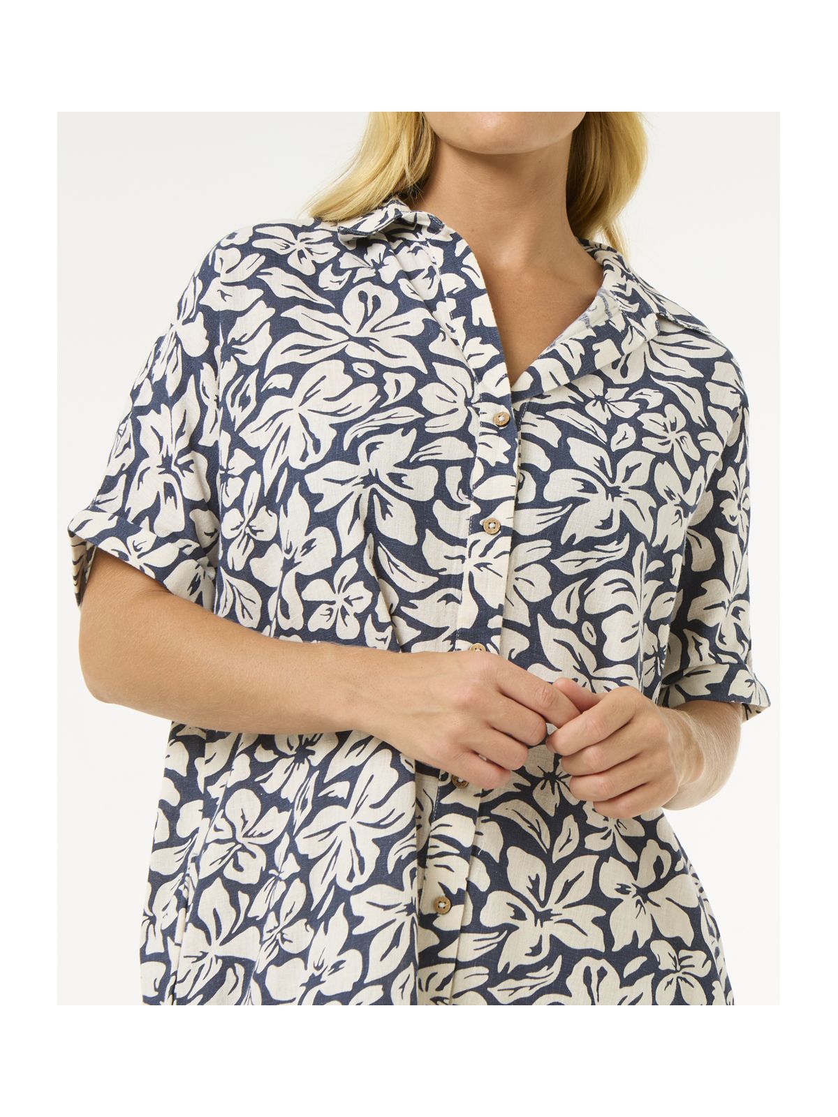 Sukienka koszulowa RIP CURL Las Dalias Ss Shirt Dress granatowa w kwiaty