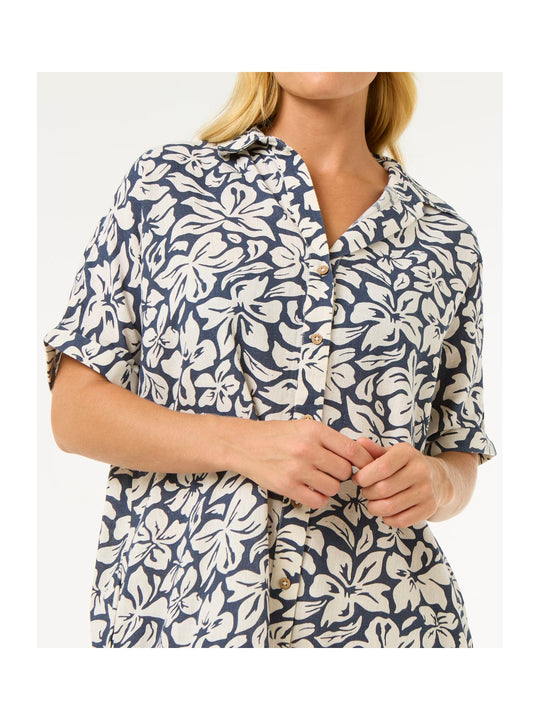 Sukienka koszulowa RIP CURL Las Dalias Ss Shirt Dress granatowa w kwiaty
