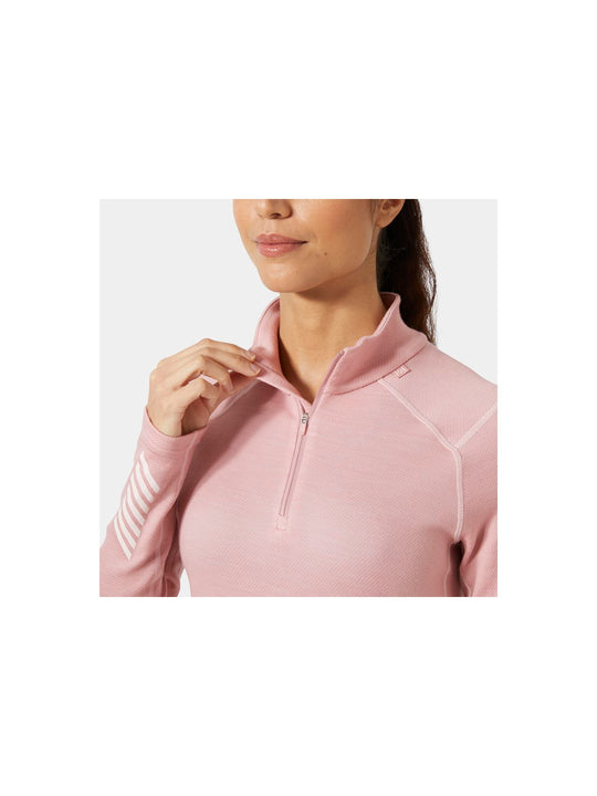 Koszulka damska HELLY HANSEN W Lifa Merino Midw 1/2 Zip kolor różowy
