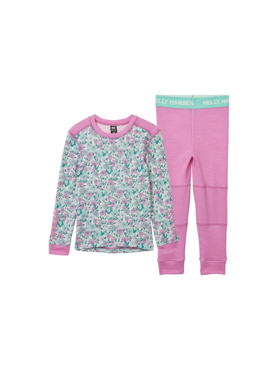 Bielizna dziecięca HELLY HANSEN K Graphic Lifa Merino Set kolor różowy
