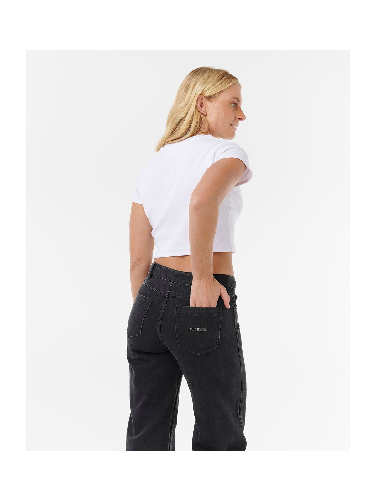 Spodnie RIP CURL AGGIE RELAXED JEANS czarne