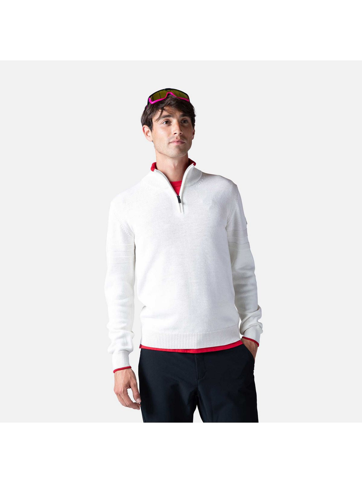 Sweter Rossignol Stripe 1/2 Zip Knit biały