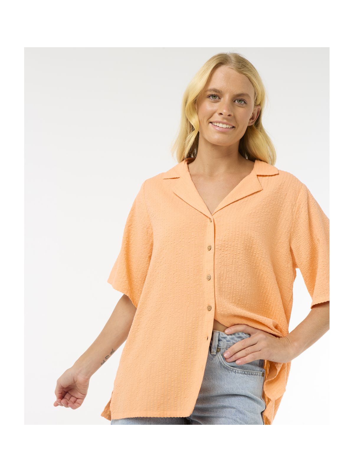 Koszula RIP CURL Cala Vadella Textured Shirt pomarańczowy