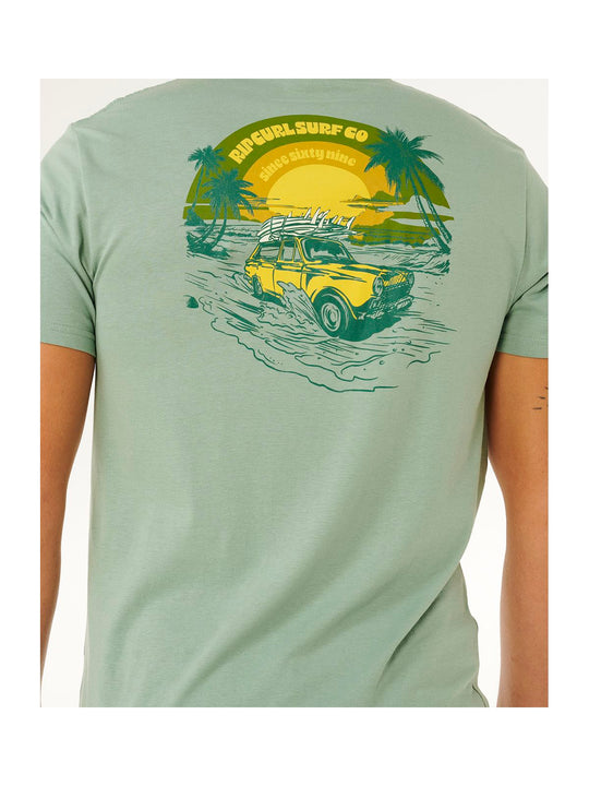 Koszulka męska RIP CURL Keep On Trucking Ss Tee zielona
