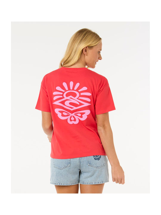 Koszulka damska RIP CURL Icons Of Surf Relaxed Tee czerwona
