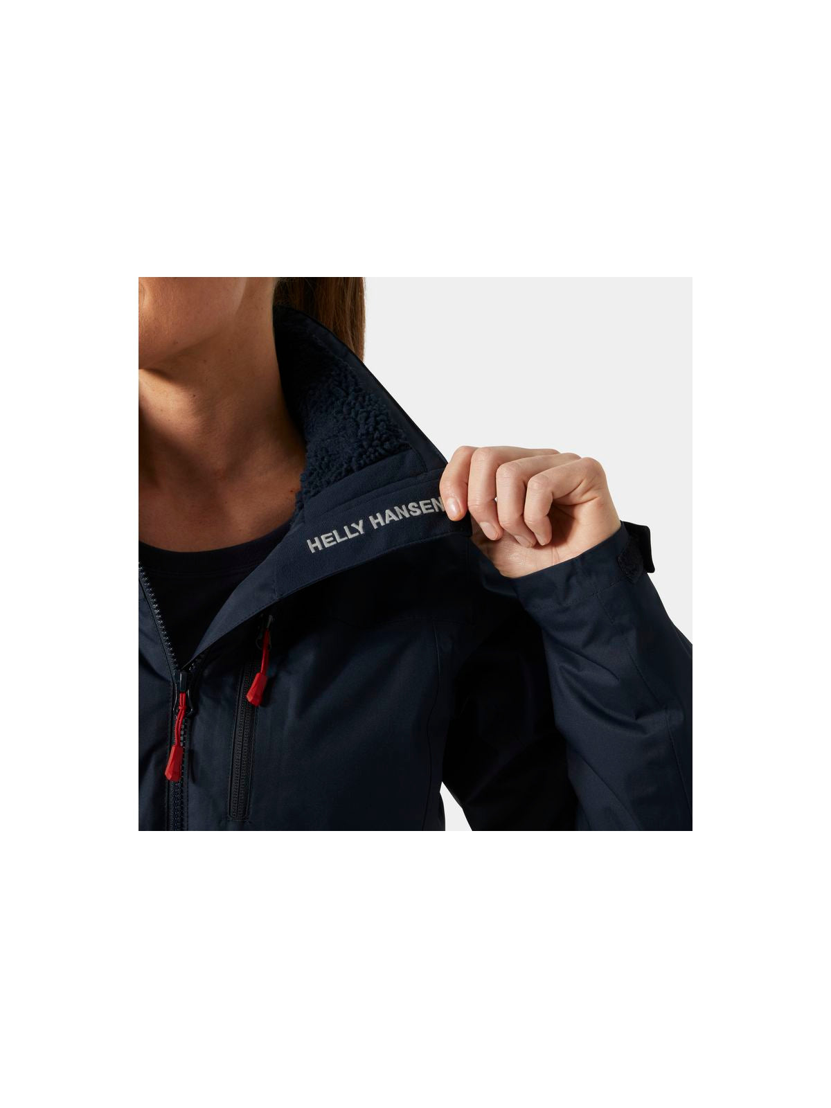 Kurtka damska HELLY HANSEN W Crew Hooded Pile Jacket kolor granatowy