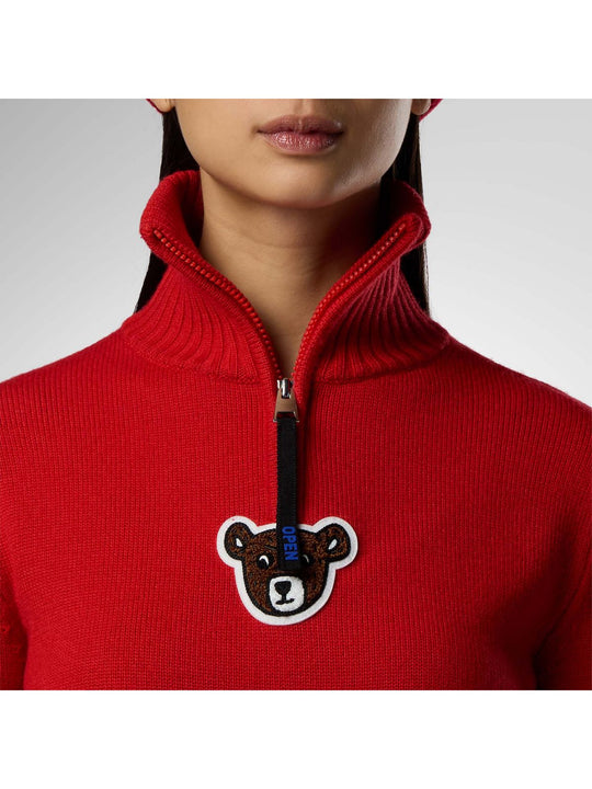 Sweter damski ROSSIGNOL W Jcc Teddy Quarter Zip Sweate czerwony
