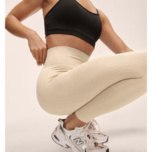 Legginsy damskie CASALL Multi Rib Seamless High Waist Tights kolor beżowy
