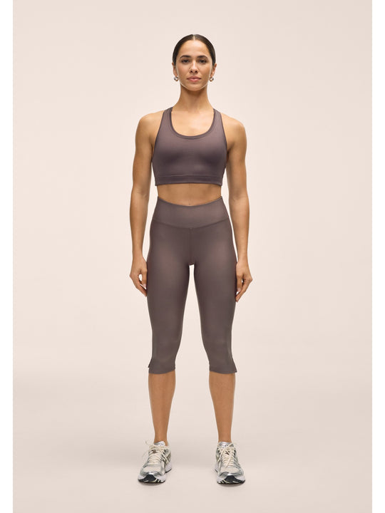 Legginsy damskie CASALL Capri Slit Regular Waist Tights kolor szary
