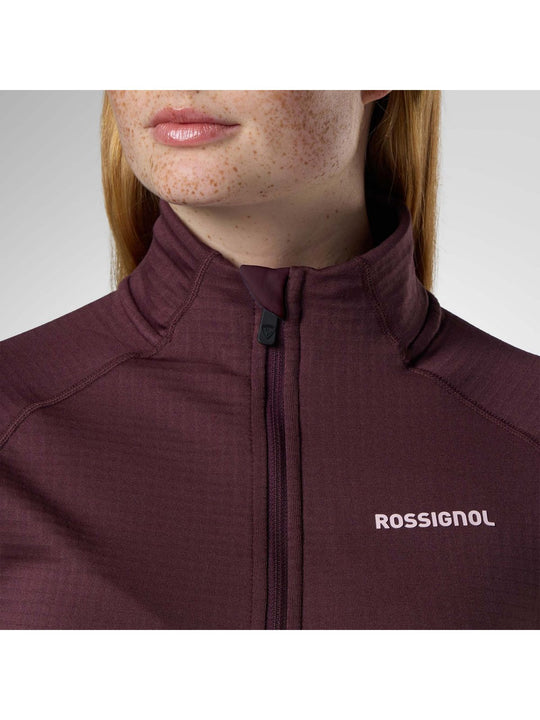 Bluza damska ROSSIGNOL W Blackside Mix Fz Fleece bordowa
