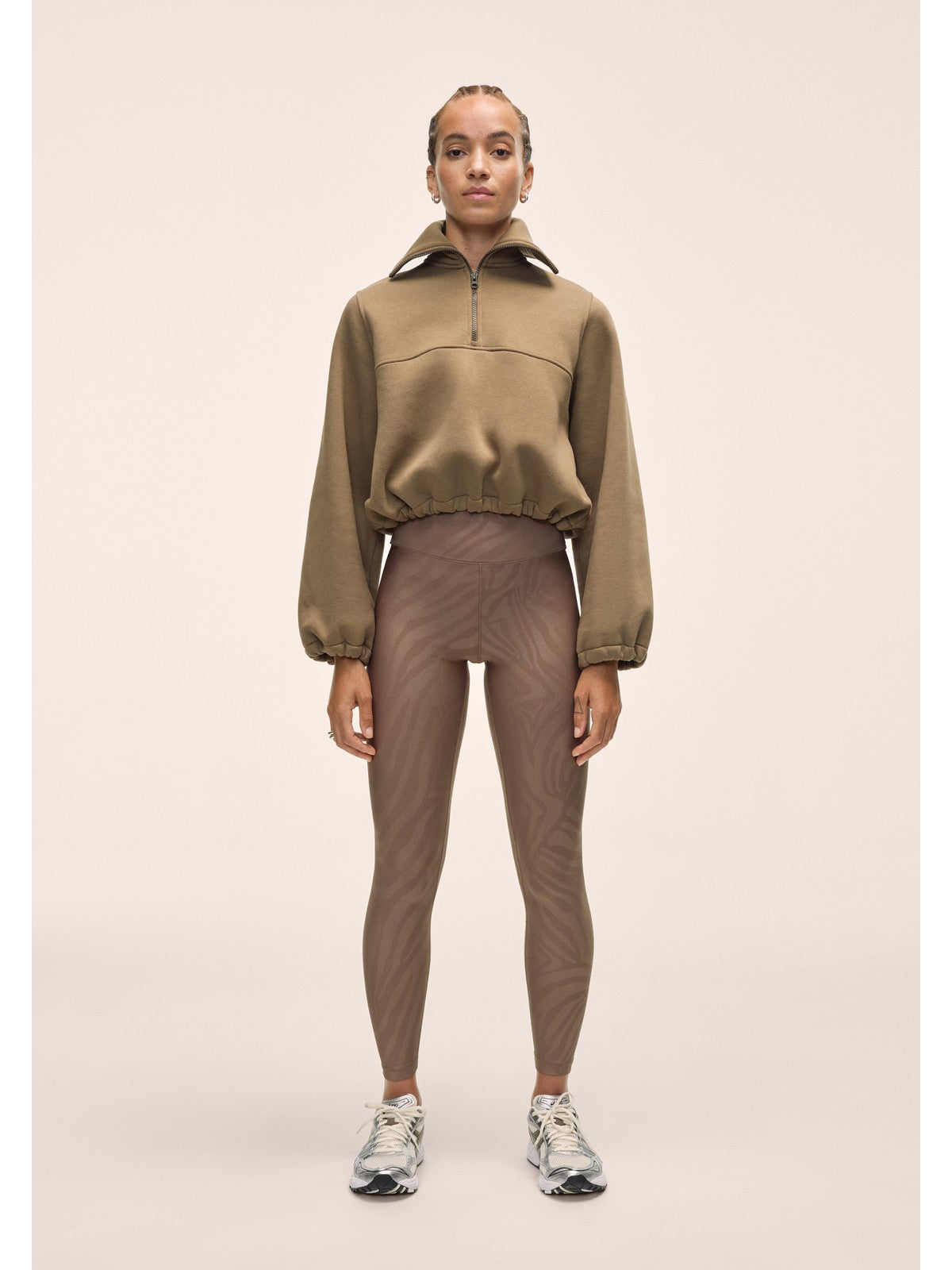 Bluza damska CASALL Easy Half Zip Sweater kolor brązowy