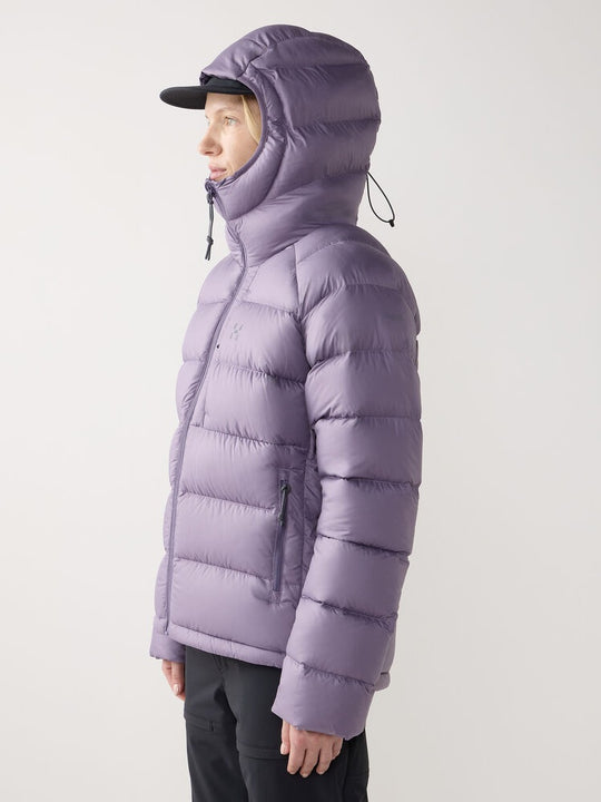 Kurtka puchowa z kapturem damska HAGLÖFS Rosson Down Hood Purple Fog
