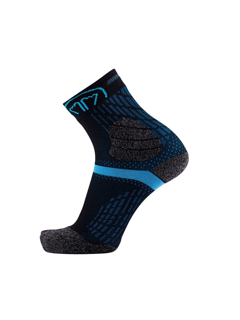 Skarpety do biegania w terenie SIDAS Double Trail czarno niebieskie