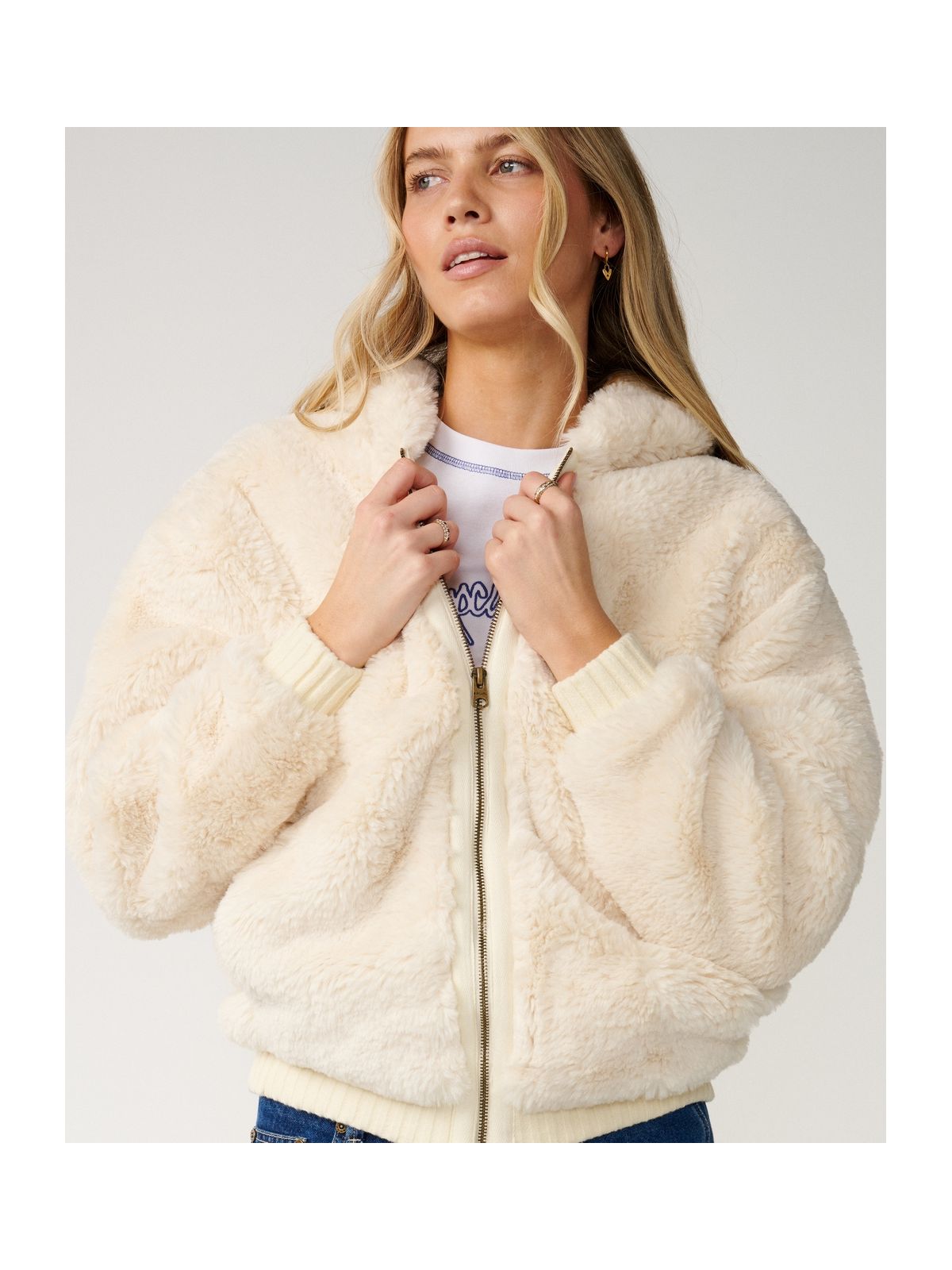 Polar damski RIP CURL Bossa Nova Fluffy Polar Fleece biały