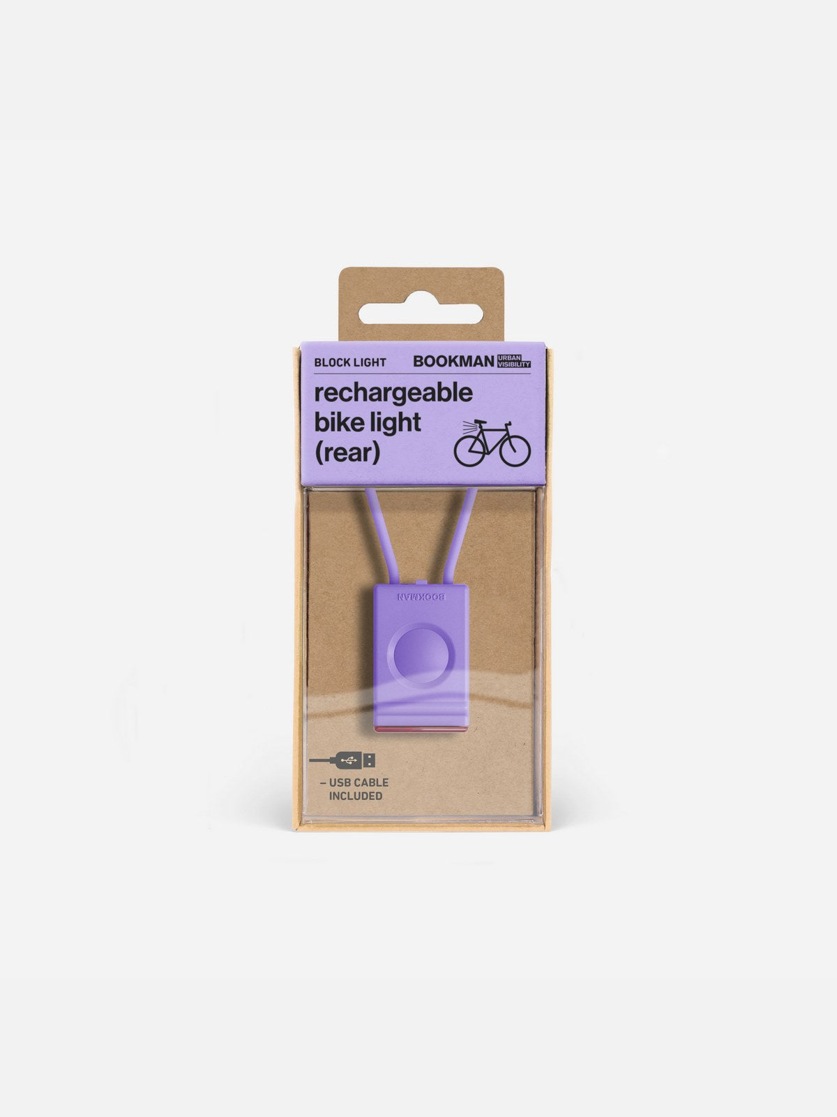 Lampka rowerowa BOOKMAN Block Light Rear 18lm lawendowy