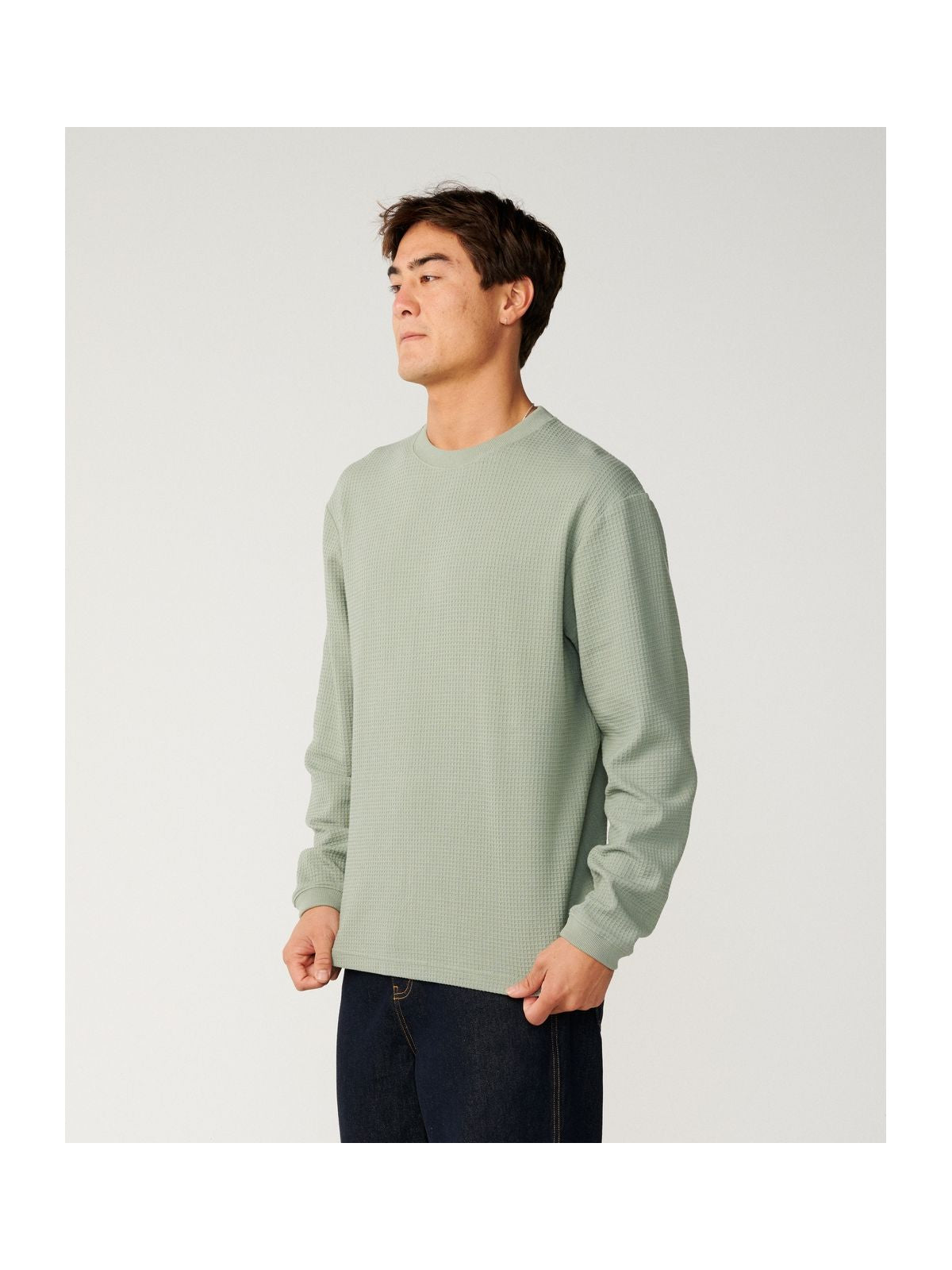 Koszulka męska RIP CURL Premium Surf Waffle L/S Tee zielona