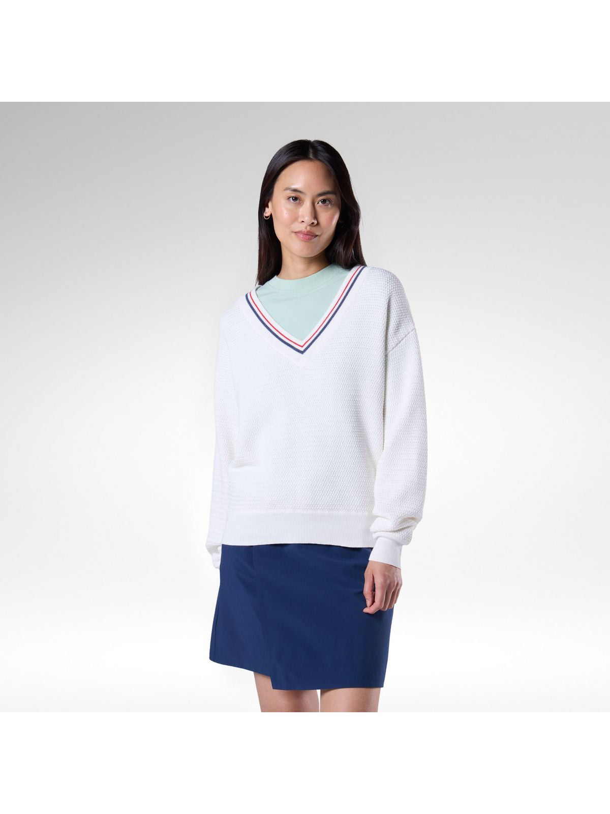 Sweter damski ROSSIGNOL W Knitted V Neck biały