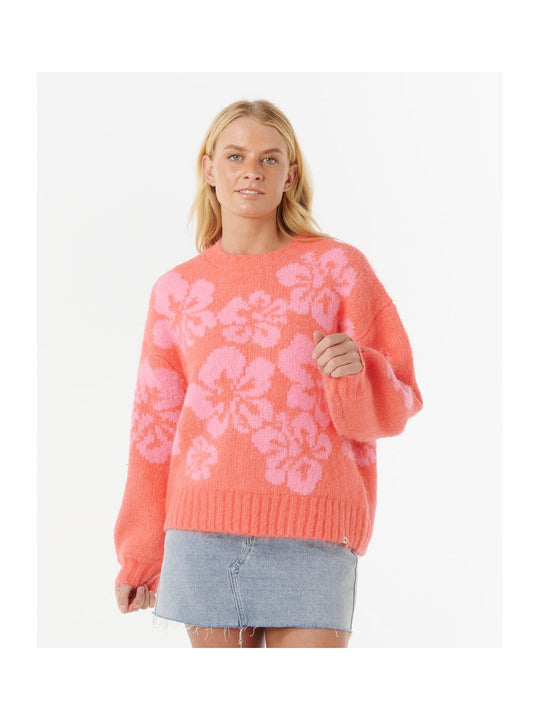 Sweter RIP CURL HIBISCUS HEAT JACQUARD CREW czerwony
