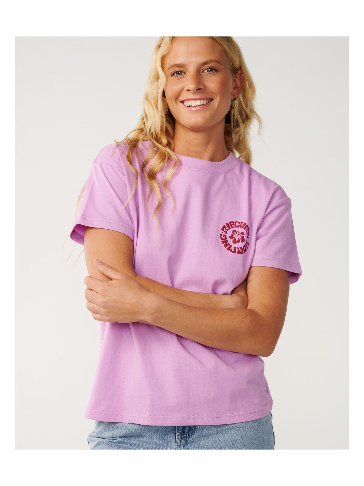 Koszulka damska RIP CURL Surf Puff Party Pack Relaxed różowa