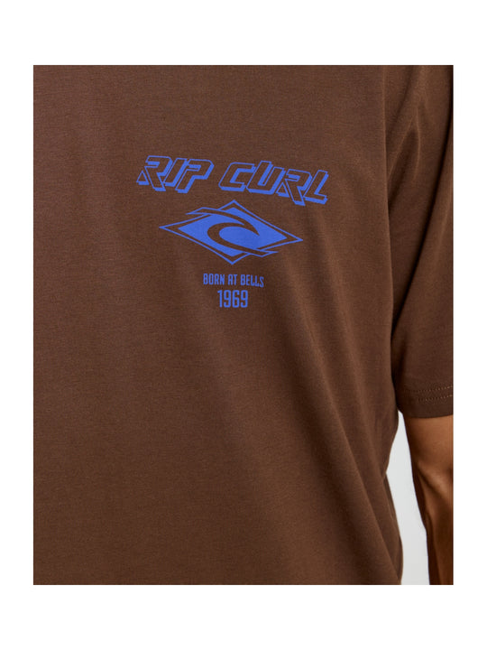 Koszulka męska RIP CURL Fade Out Icon Tee brązowa
