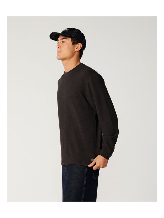 Koszulka męska RIP CURL Premium Surf Waffle L/S Tee czarna
