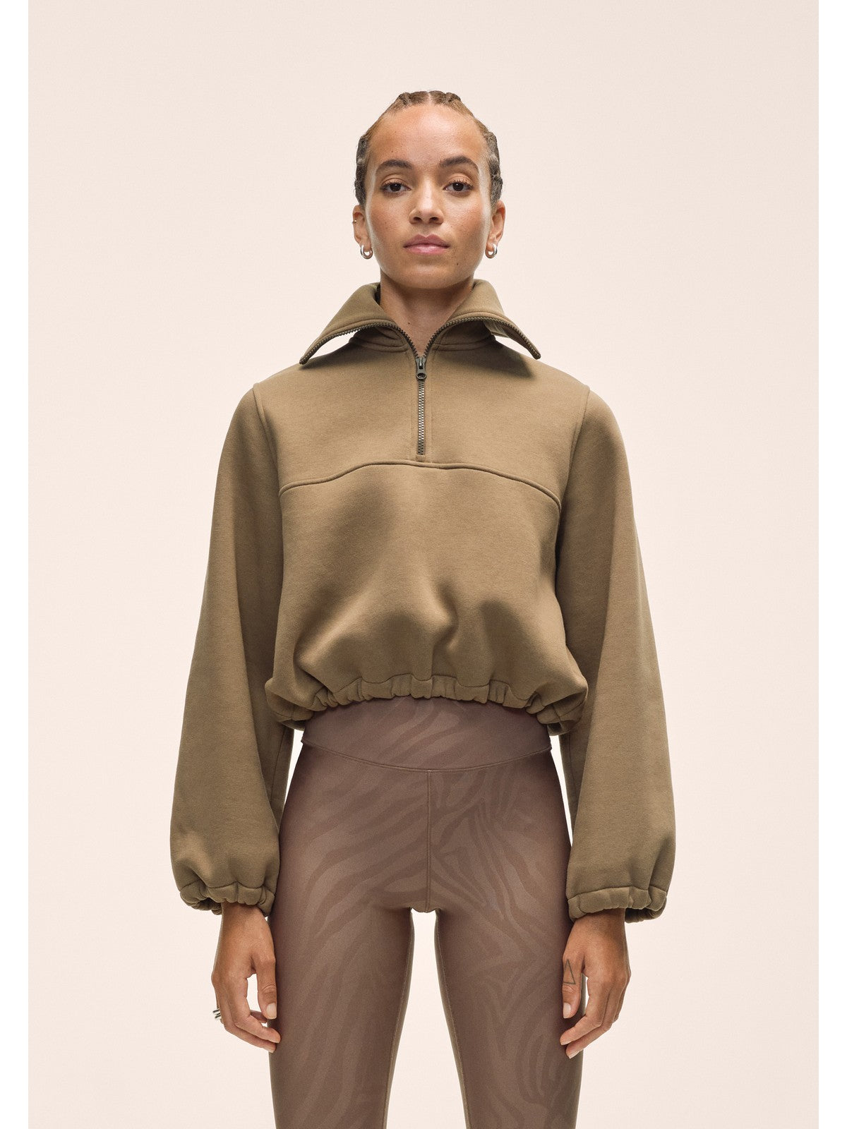 Bluza damska CASALL Easy Half Zip Sweater kolor brązowy