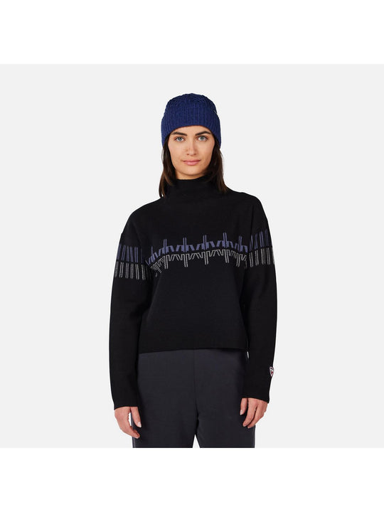 Sweter damski ROSSIGNOL W PATTERNED TN SWEATER czarny
