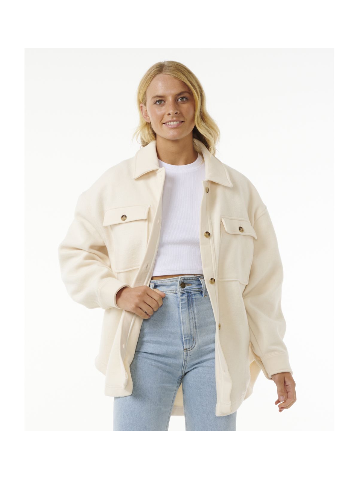 Kurtka RIP CURL HIGH TIDE FLEECE SHACKET biała